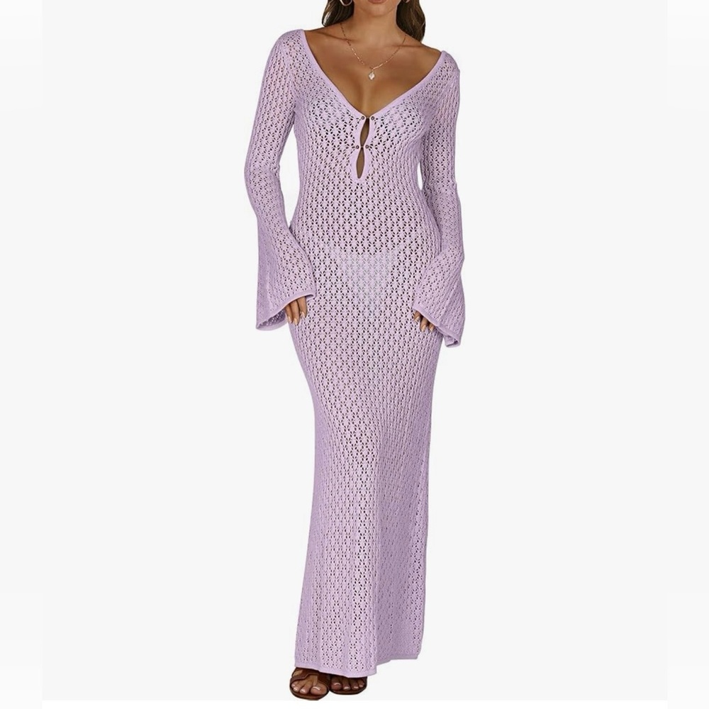 Amazon Lilac Crochet cover up dress